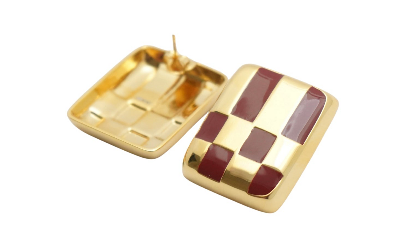 Marmont Check stud earrings in gold