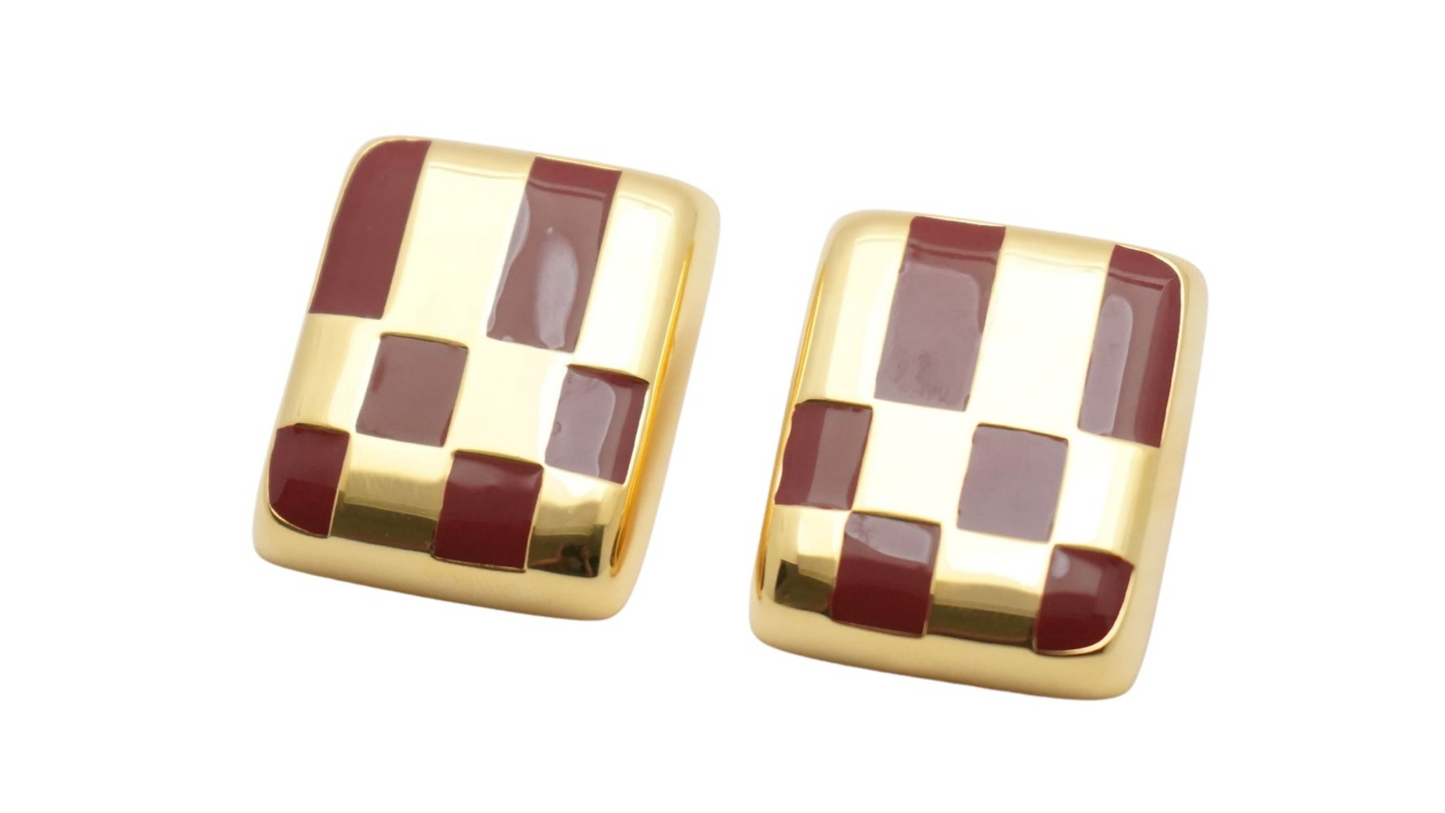 Marmont Check stud earrings in gold