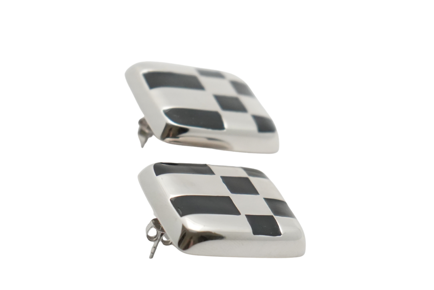 Marmont Check stud earrings in silver