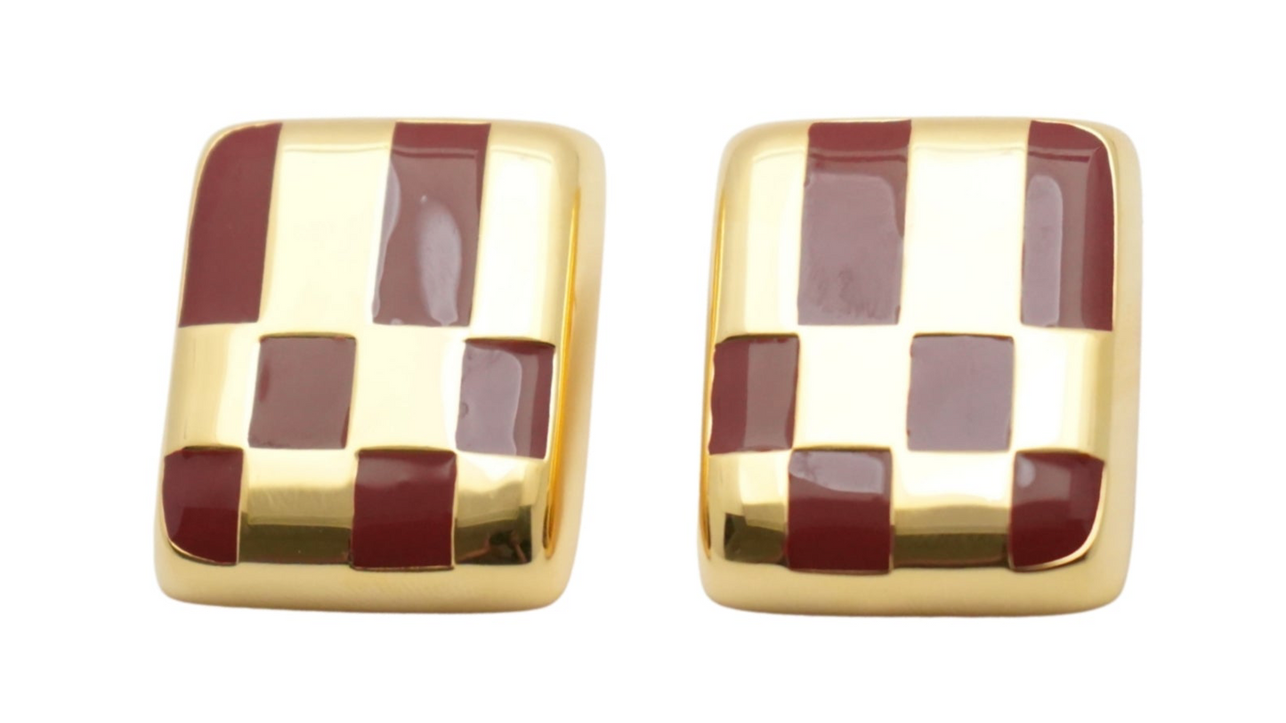Marmont Check stud earrings in gold
