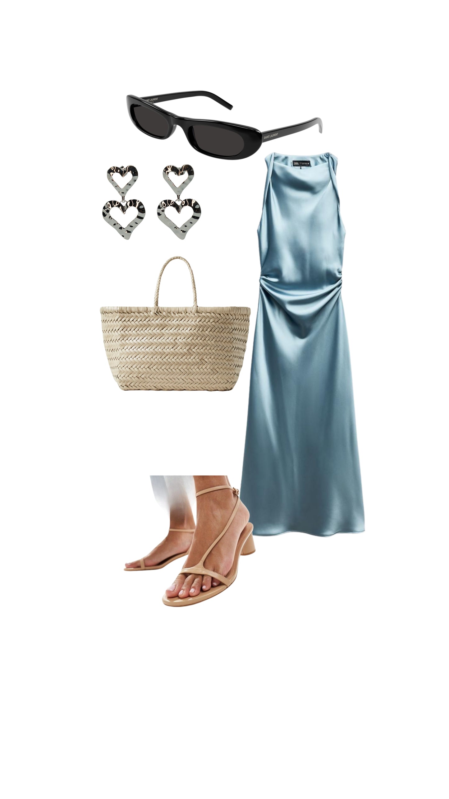 Ada's heart drop earrings in silver plating