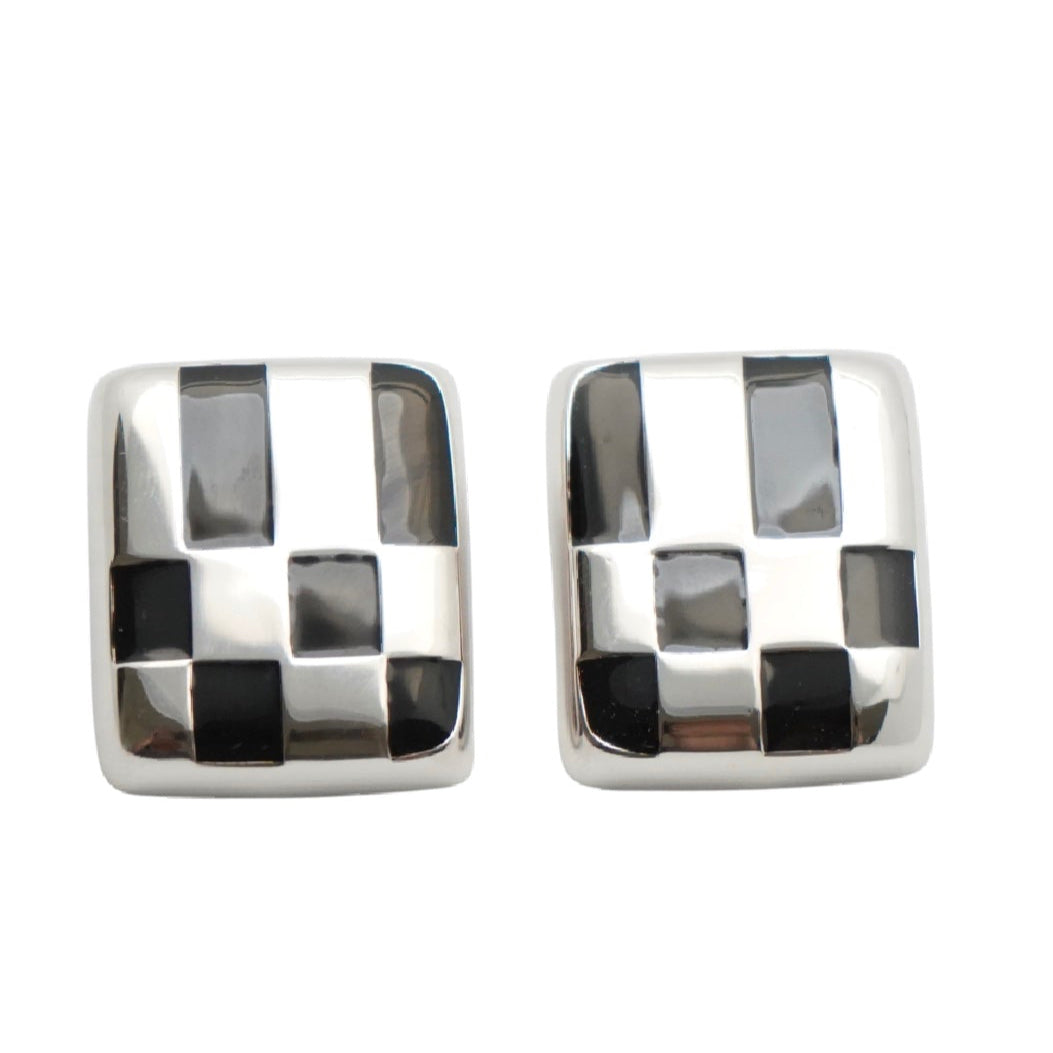 Marmont Check stud earrings in silver