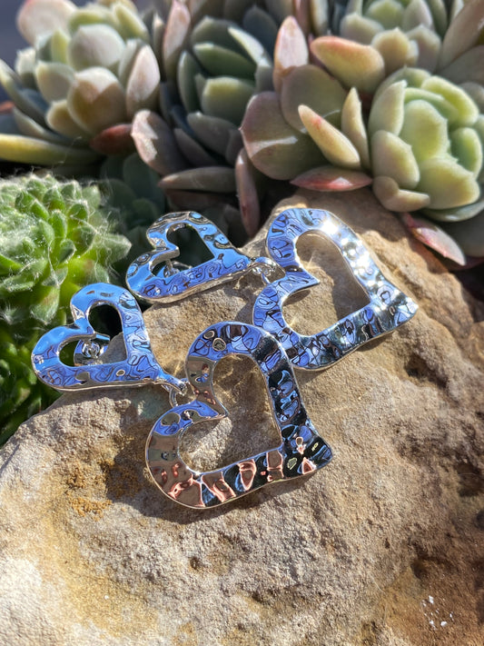 Ada's heart drop earrings in silver plating