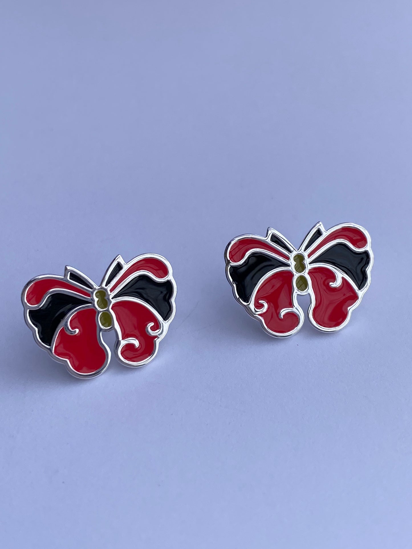 Butterfly Ball statement earrings in silver plating