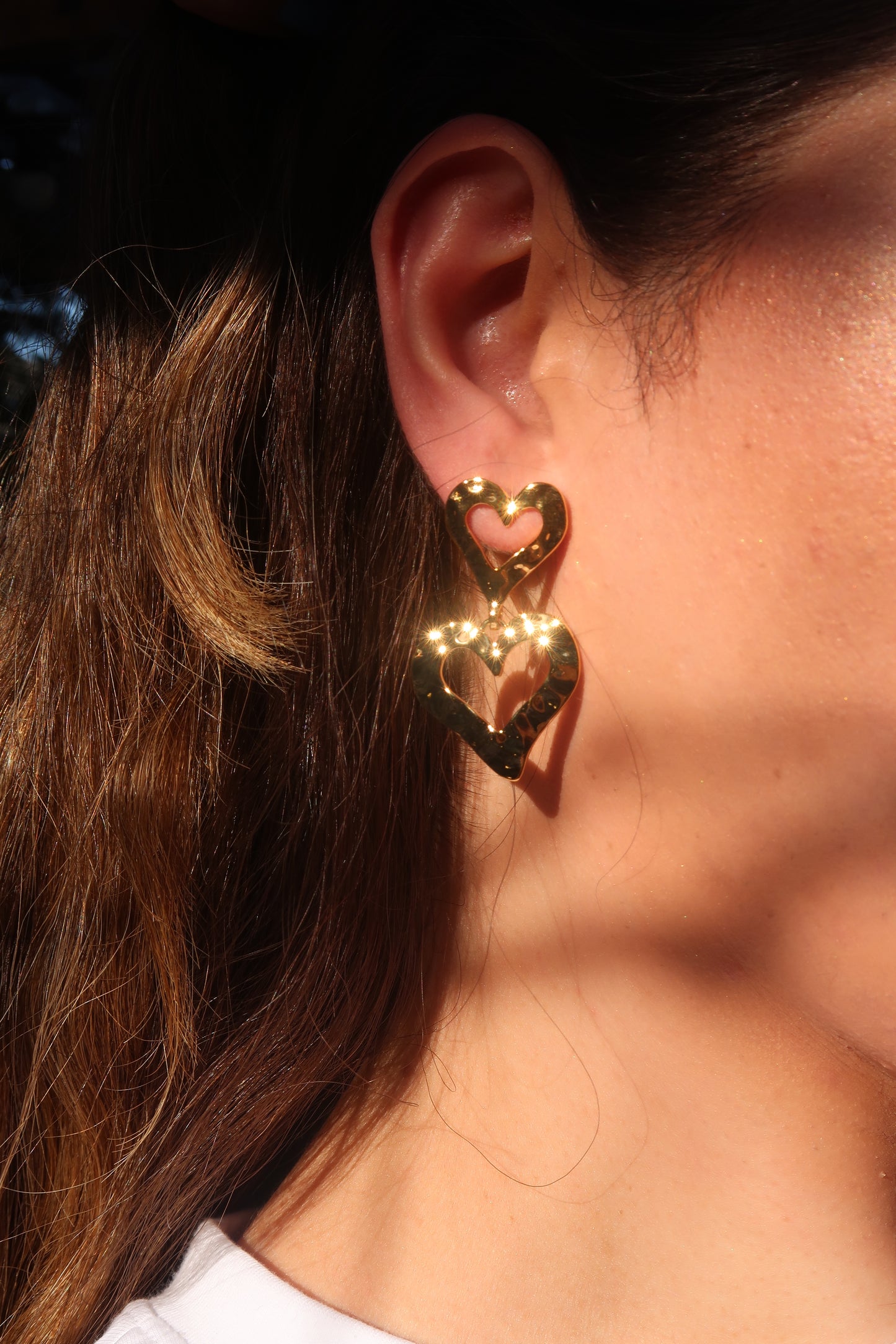 Ada's Heart drop statement earrings in gold plating