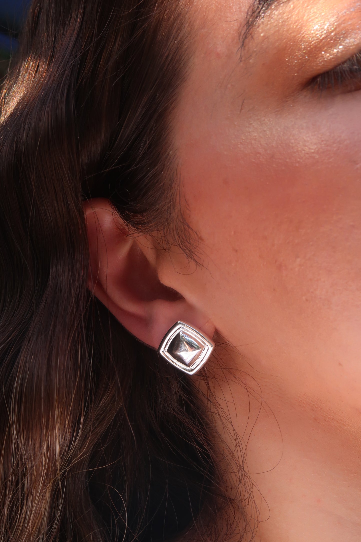 Rosie's bold stud earrings in silver plating