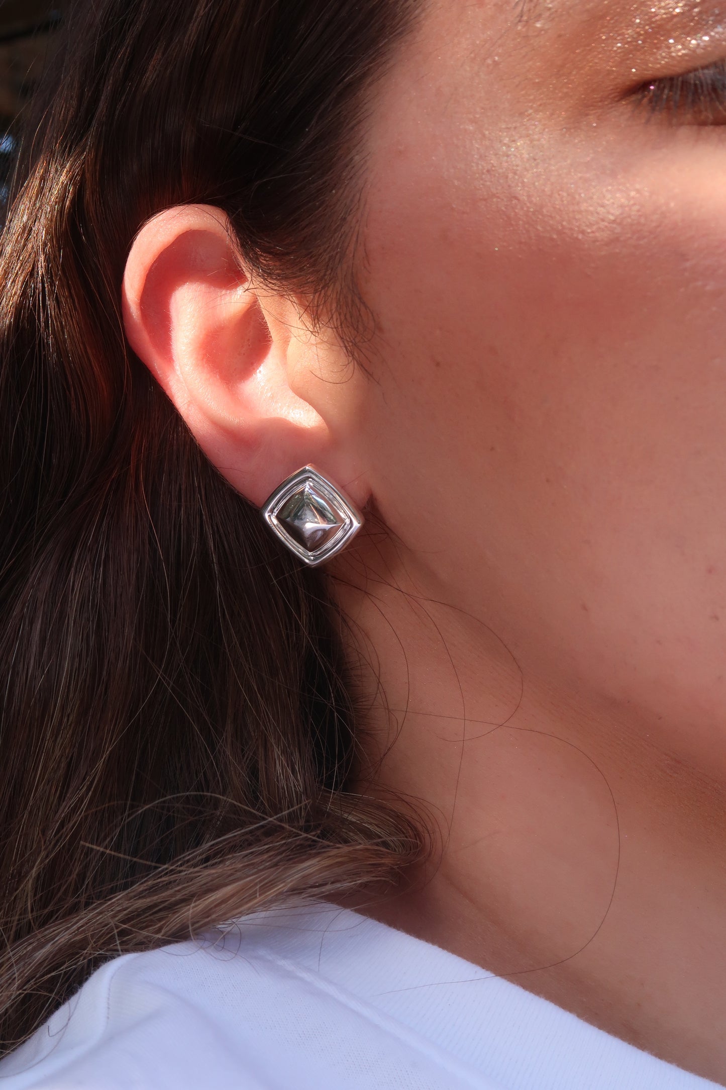 Rosie's bold stud earrings in silver plating