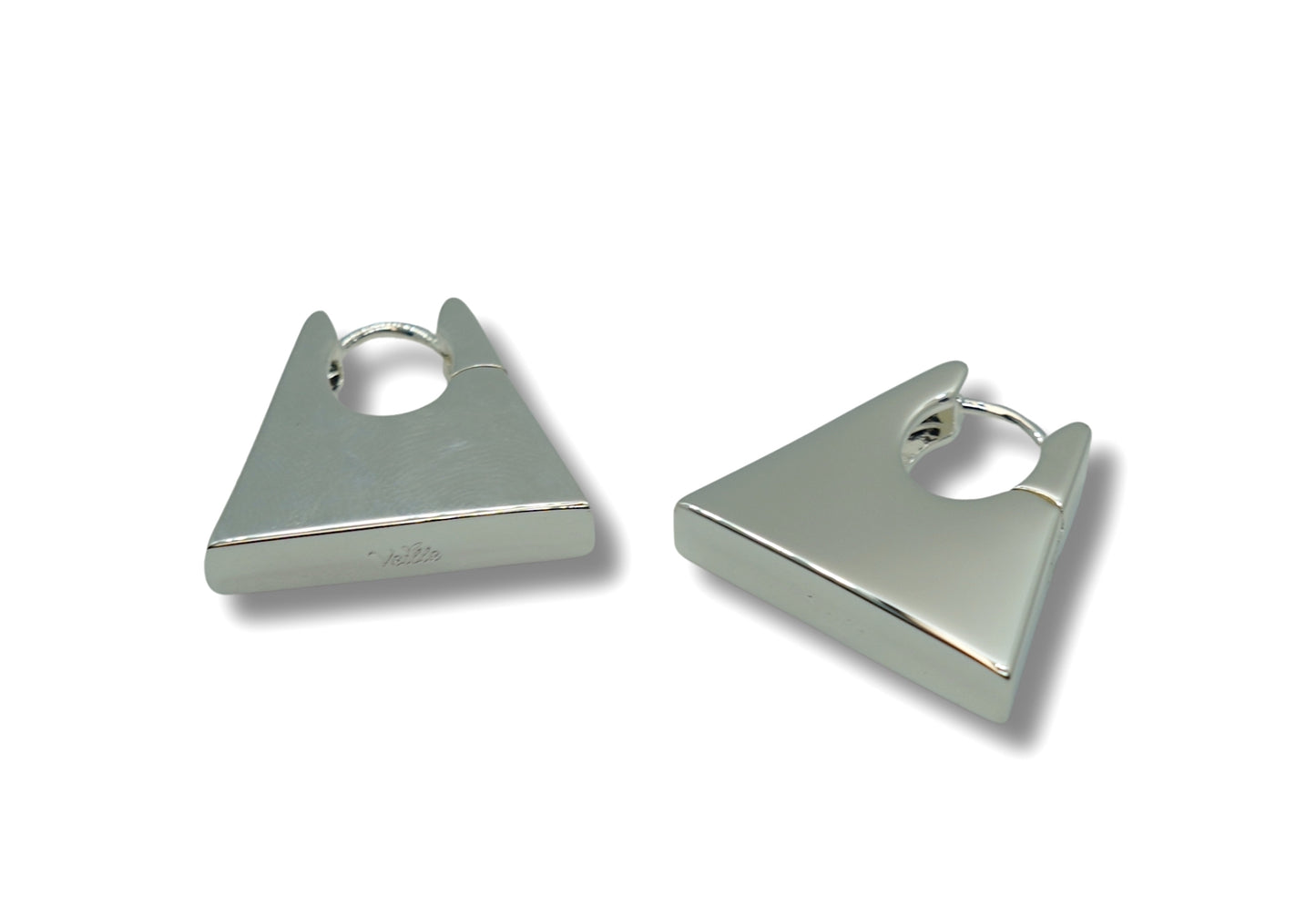 'Presley Padlock' statement earrings in silver plating