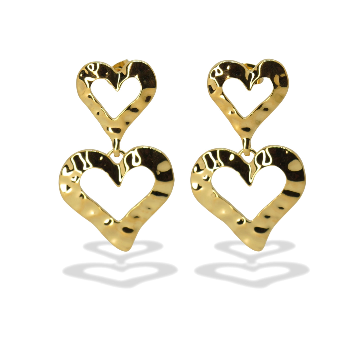 Ada's Heart drop statement earrings in gold plating